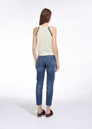 Contrast Trim Vest Knit Ivory