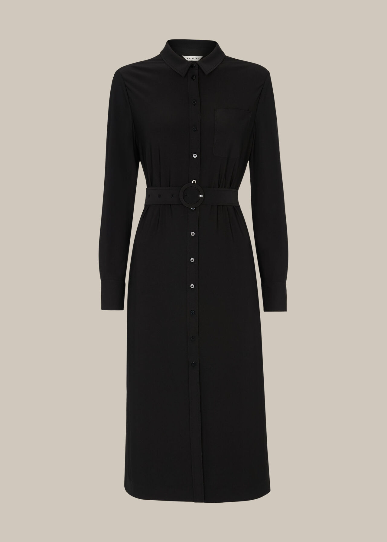 Black Premium Jersey Belted Dress | WHISTLES