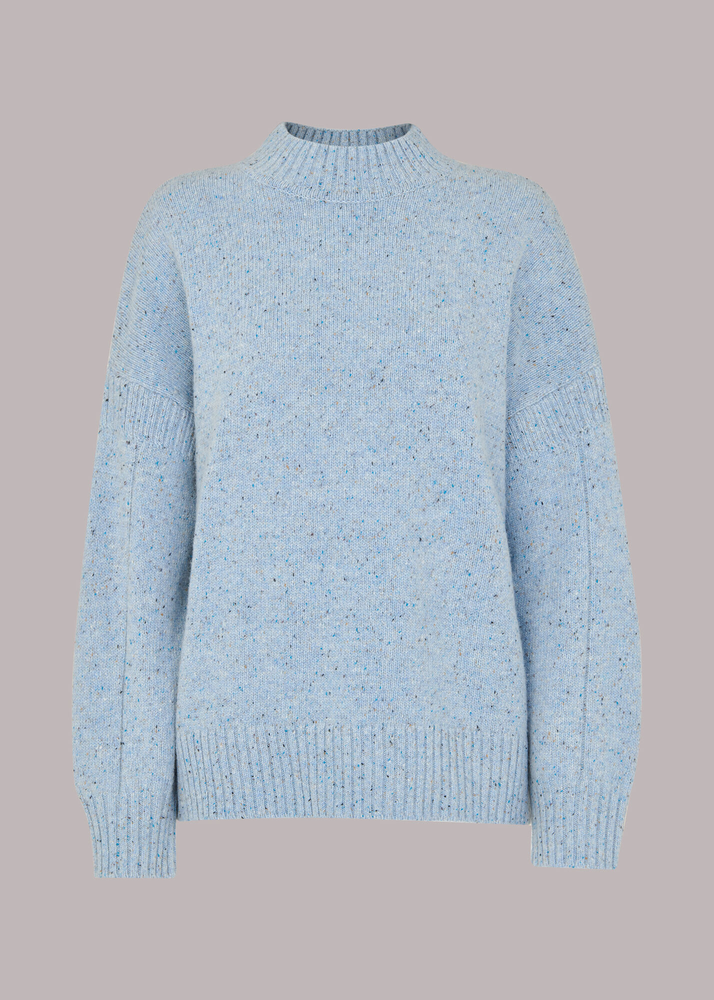 Pale Blue Flecked Funnel Neck Jumper WHISTLES