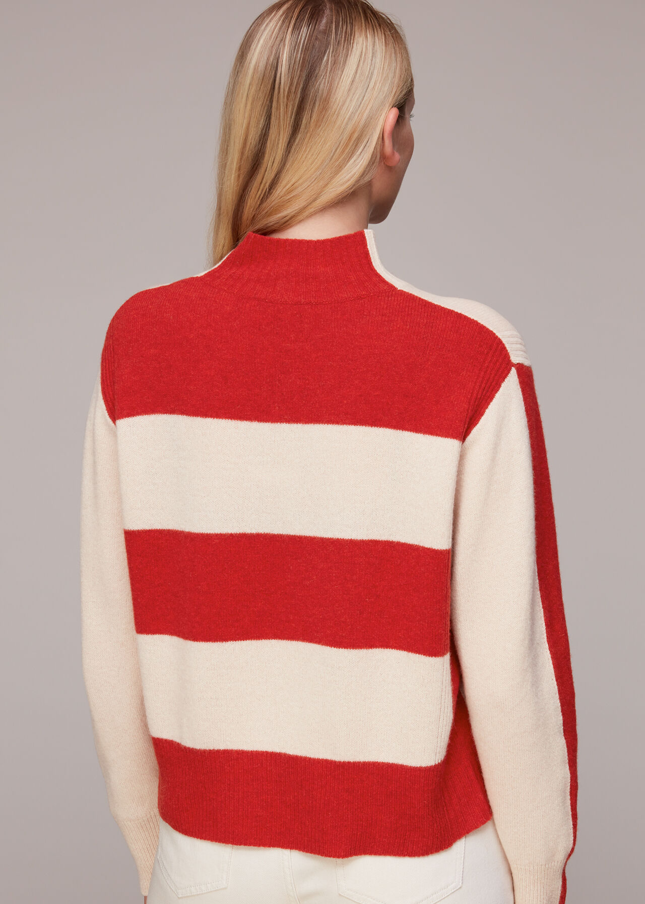 Red/Multi Colour Block Wool Jumper WHISTLES
