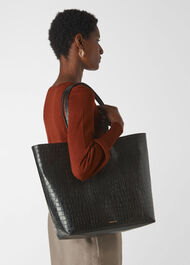 Denmark Unlined Croc Tote Black