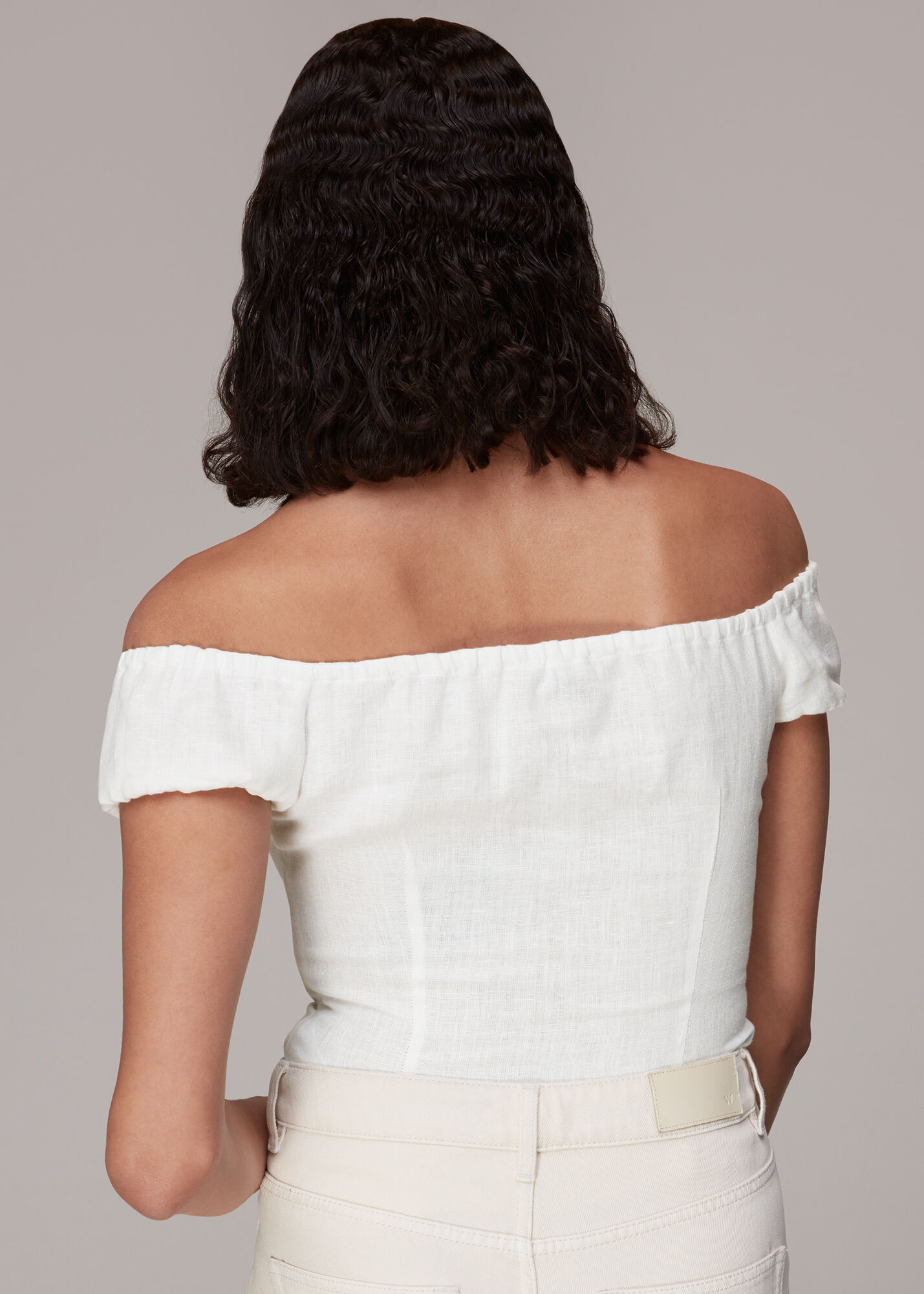 Ivory Off Shoulder Tie Front Top | WHISTLES | Whistles US |