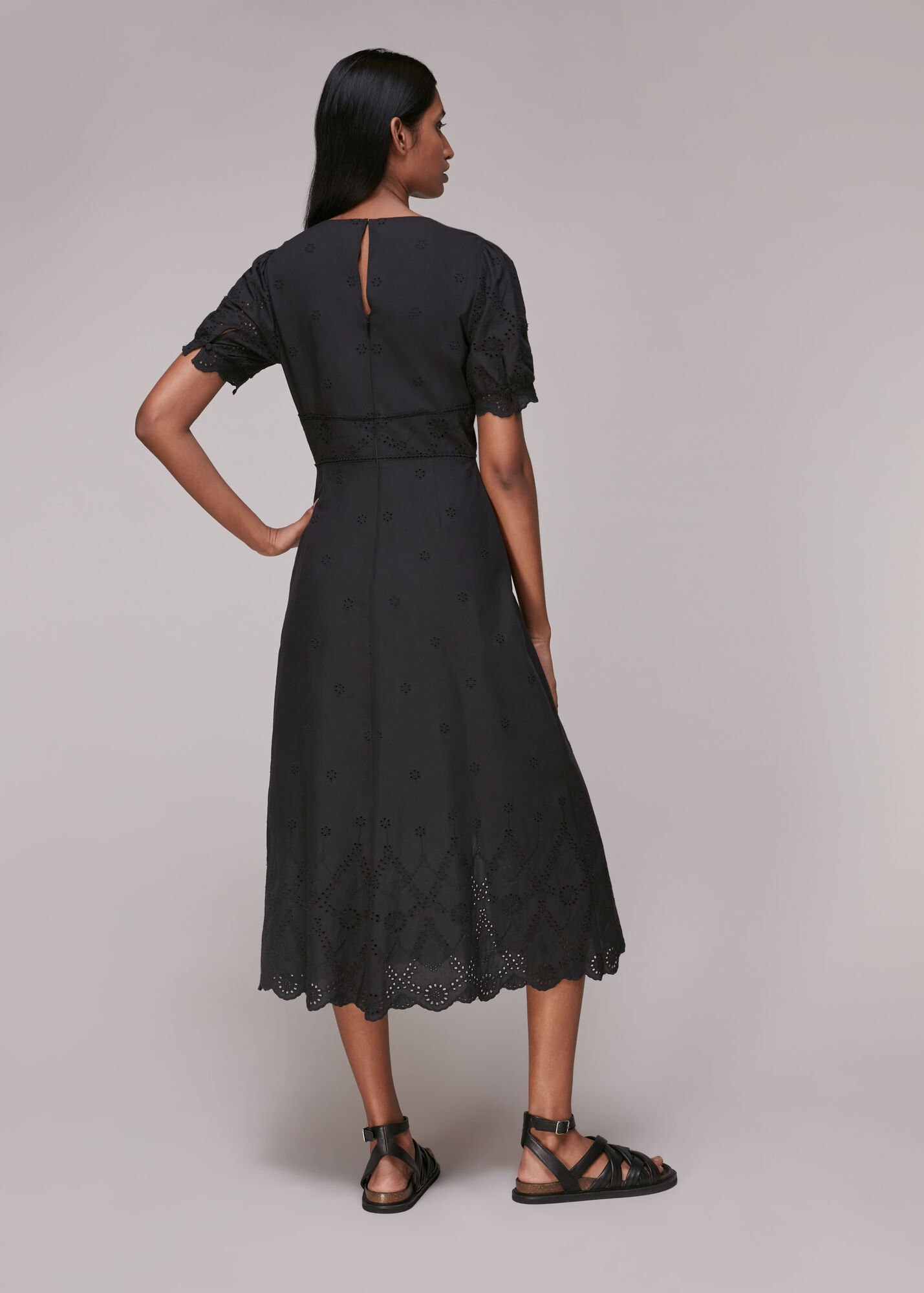 Black Carolyn Broderie Dress WHISTLES