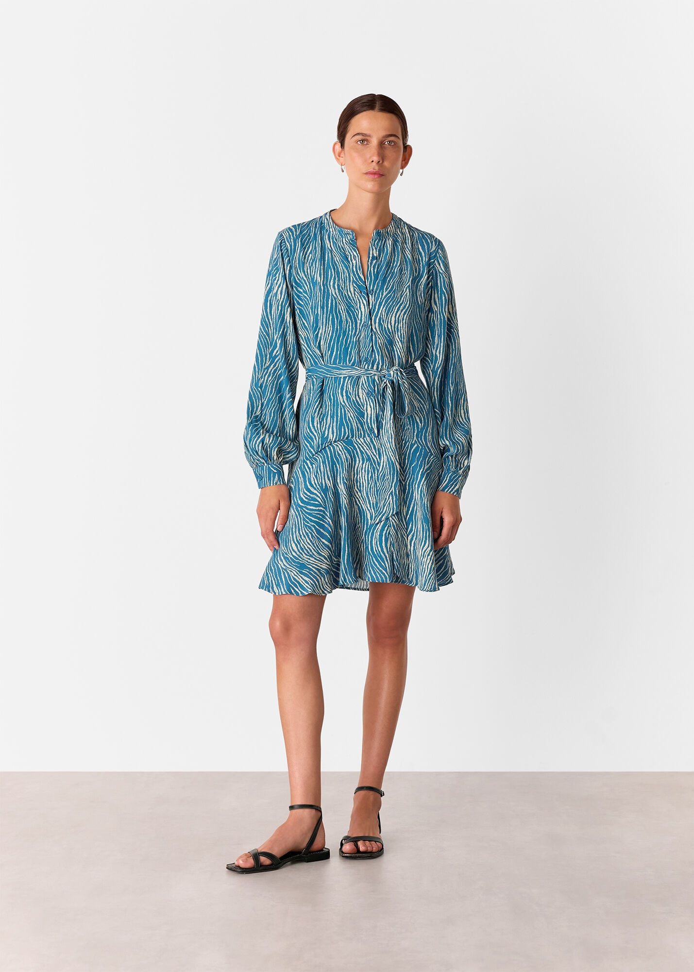 Blue/Multi Zebra Flippy Mini Dress | WHISTLES | Whistles US |