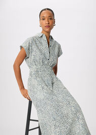 Petite Flecked Animal Collared Dress