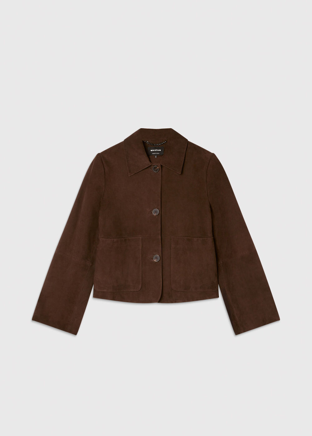 Button Cropped Suede Jacket