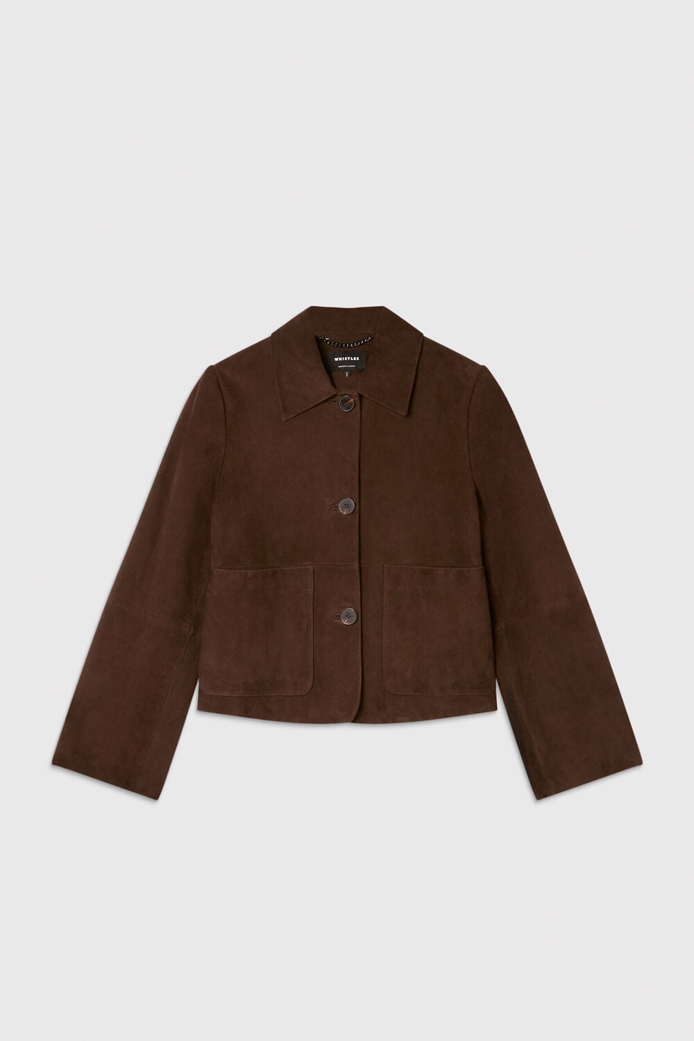 Button Cropped Suede Jacket