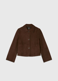 Button Cropped Suede Jacket