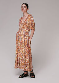 Marble Print Silk Midi Dress