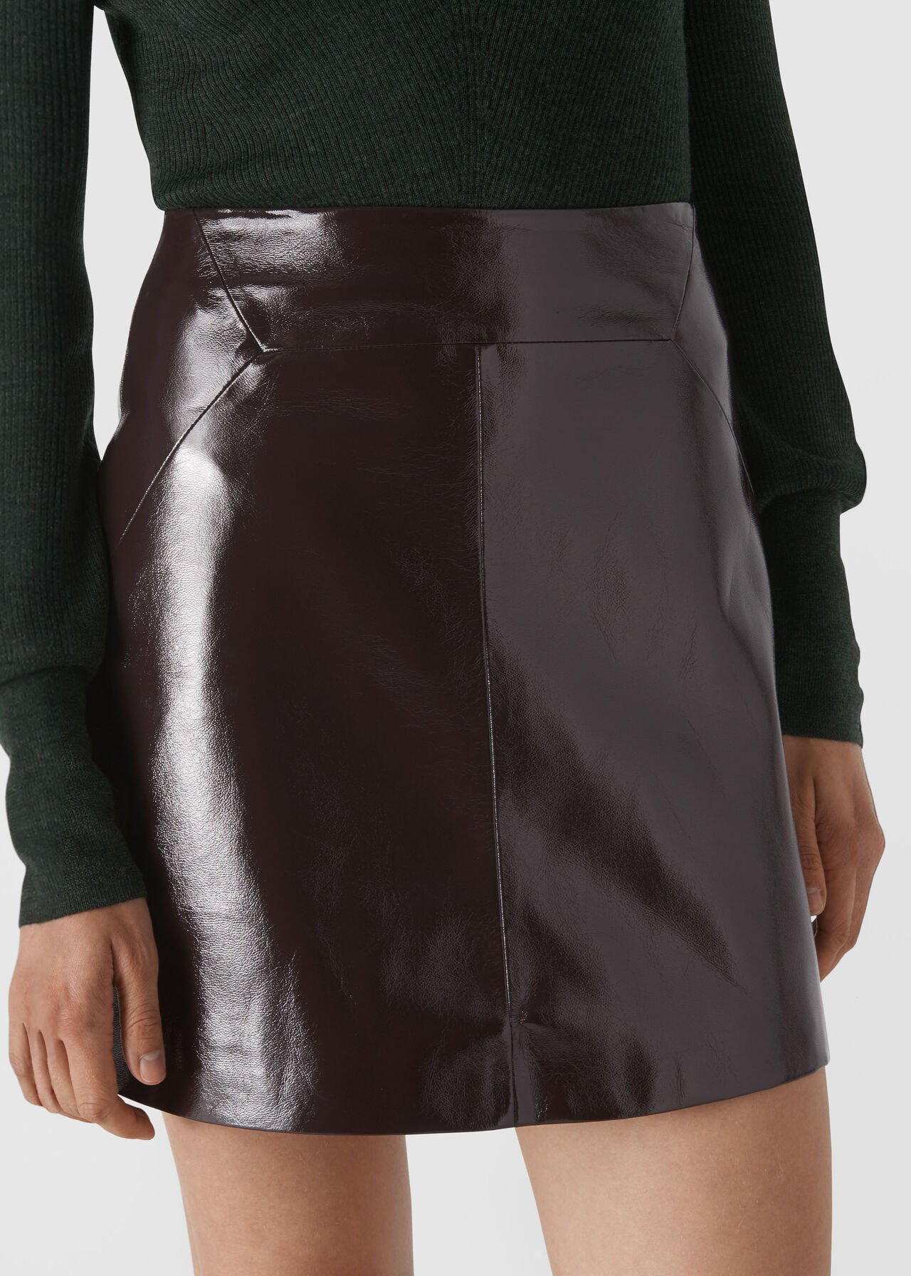 Patent A Line Skirt Burgundy