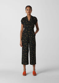 Micro Floral Tie Back Jumpsuit Black/Multi