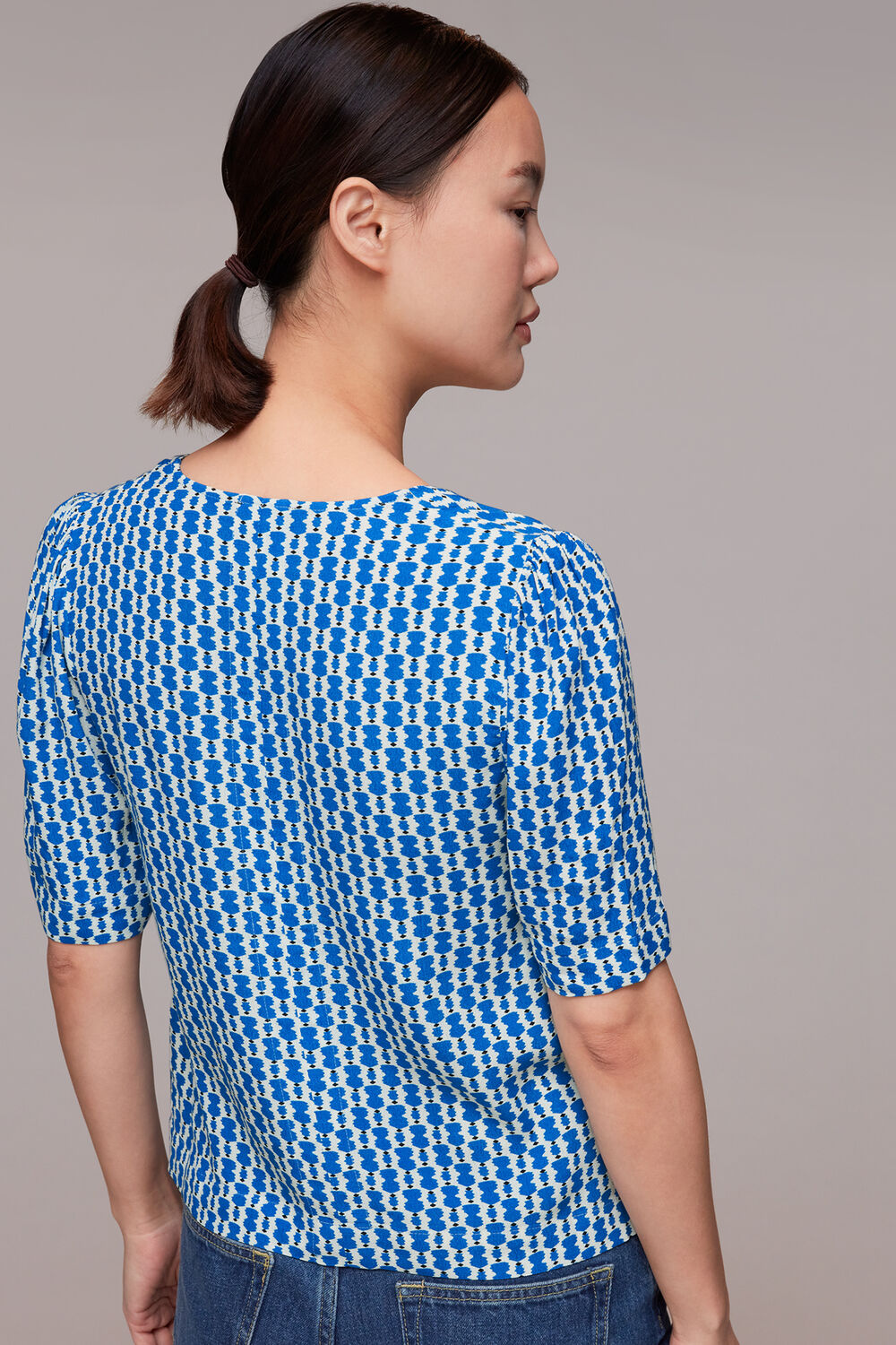 Blue Vertical Stack Bow Top