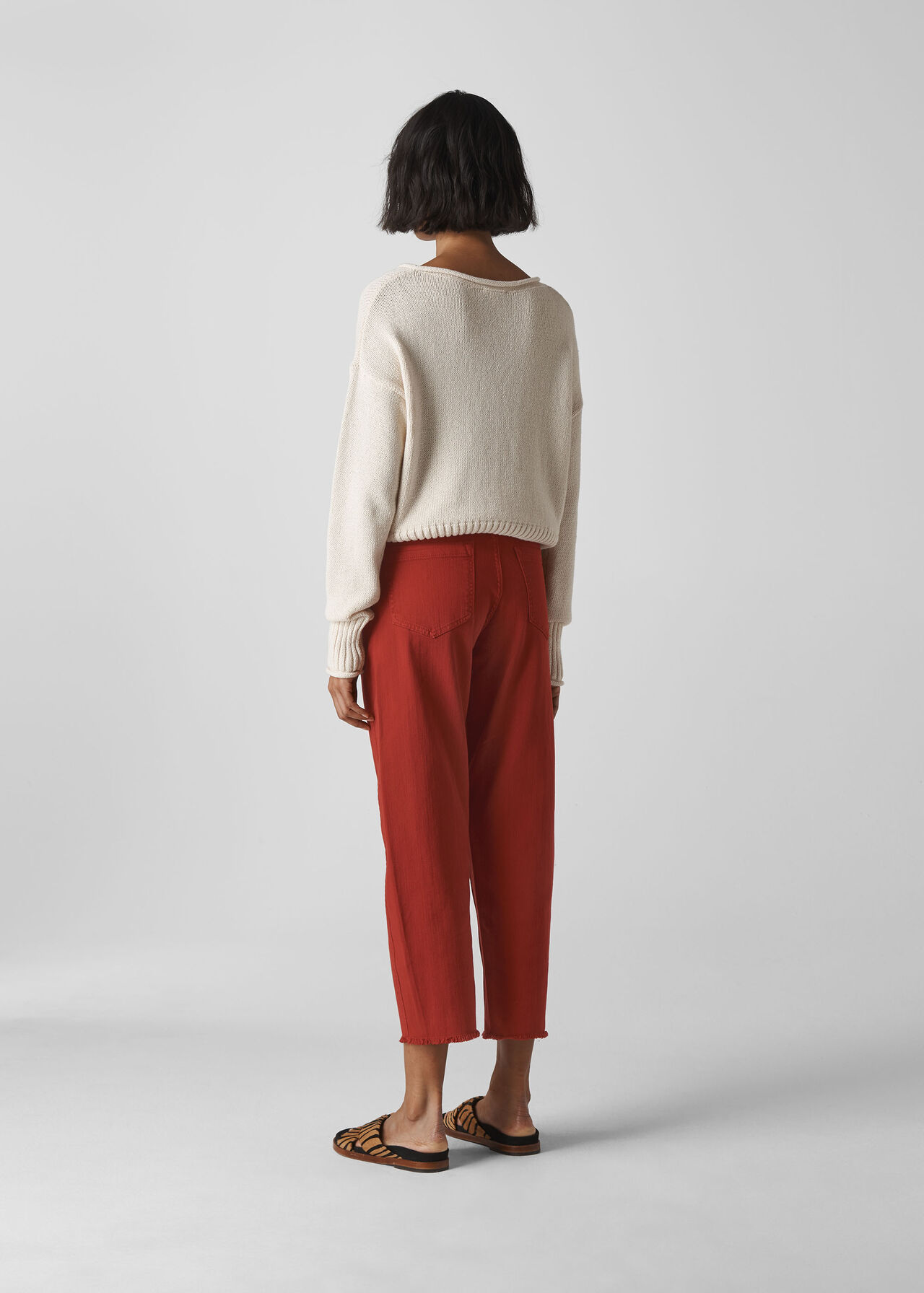 High Waist Barrel Leg Jean Rust