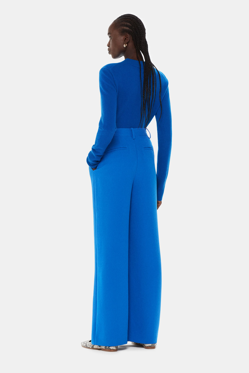 Blue Harper Crepe Wide Leg Trouser
