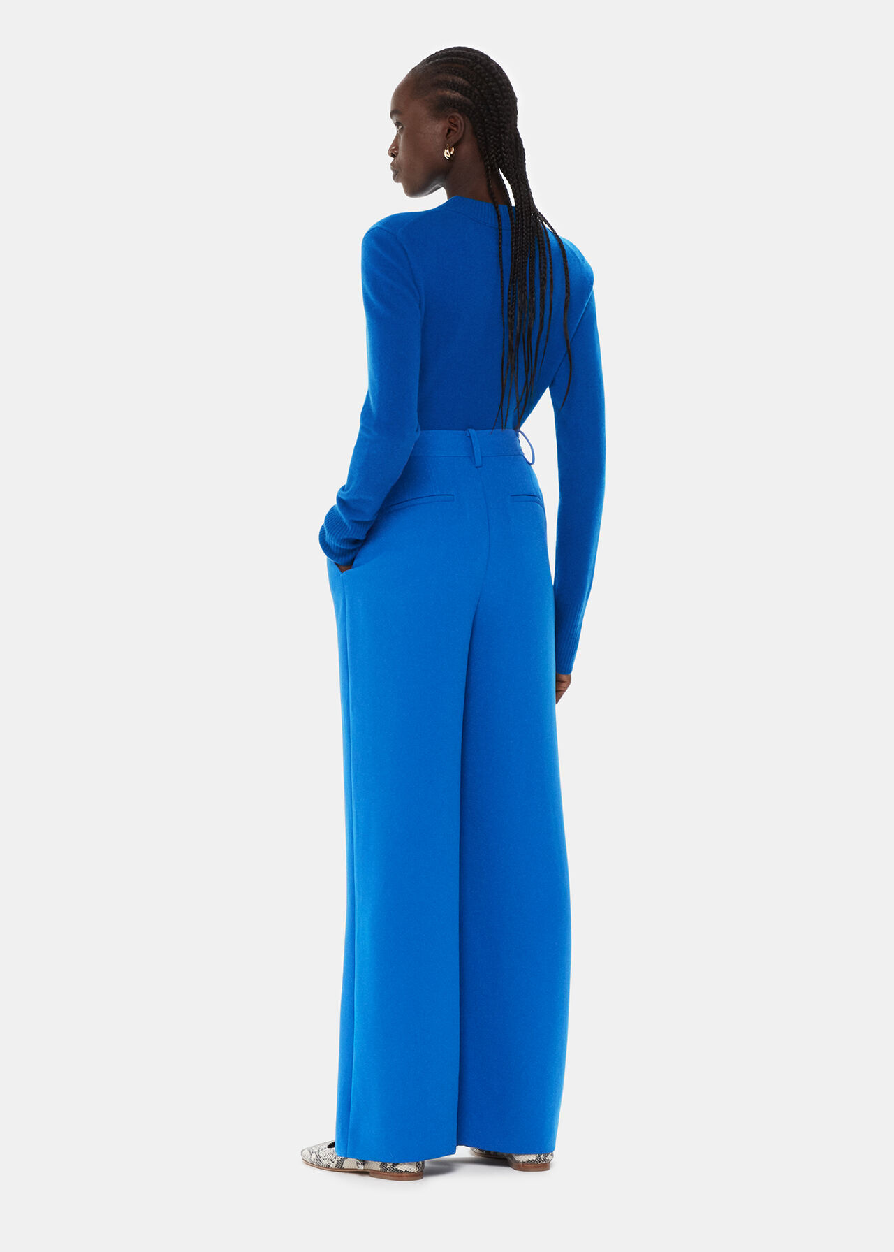 Blue Harper Crepe Wide Leg Trouser, WHISTLES