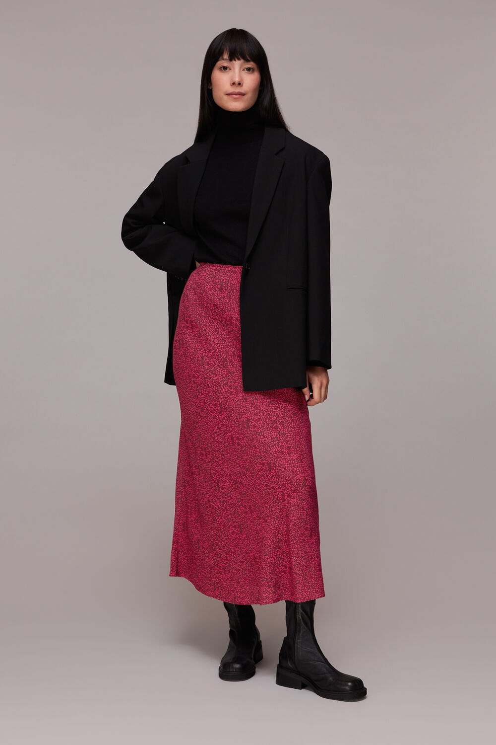 Pink Abstract Snake Bias Cut Skirt