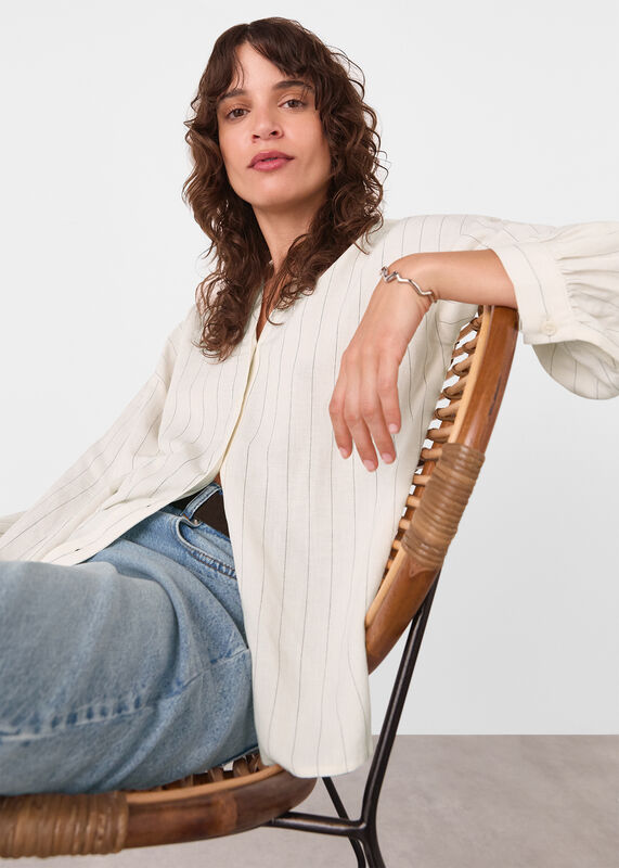 Ivory Stripe Long Sleeve Blouse