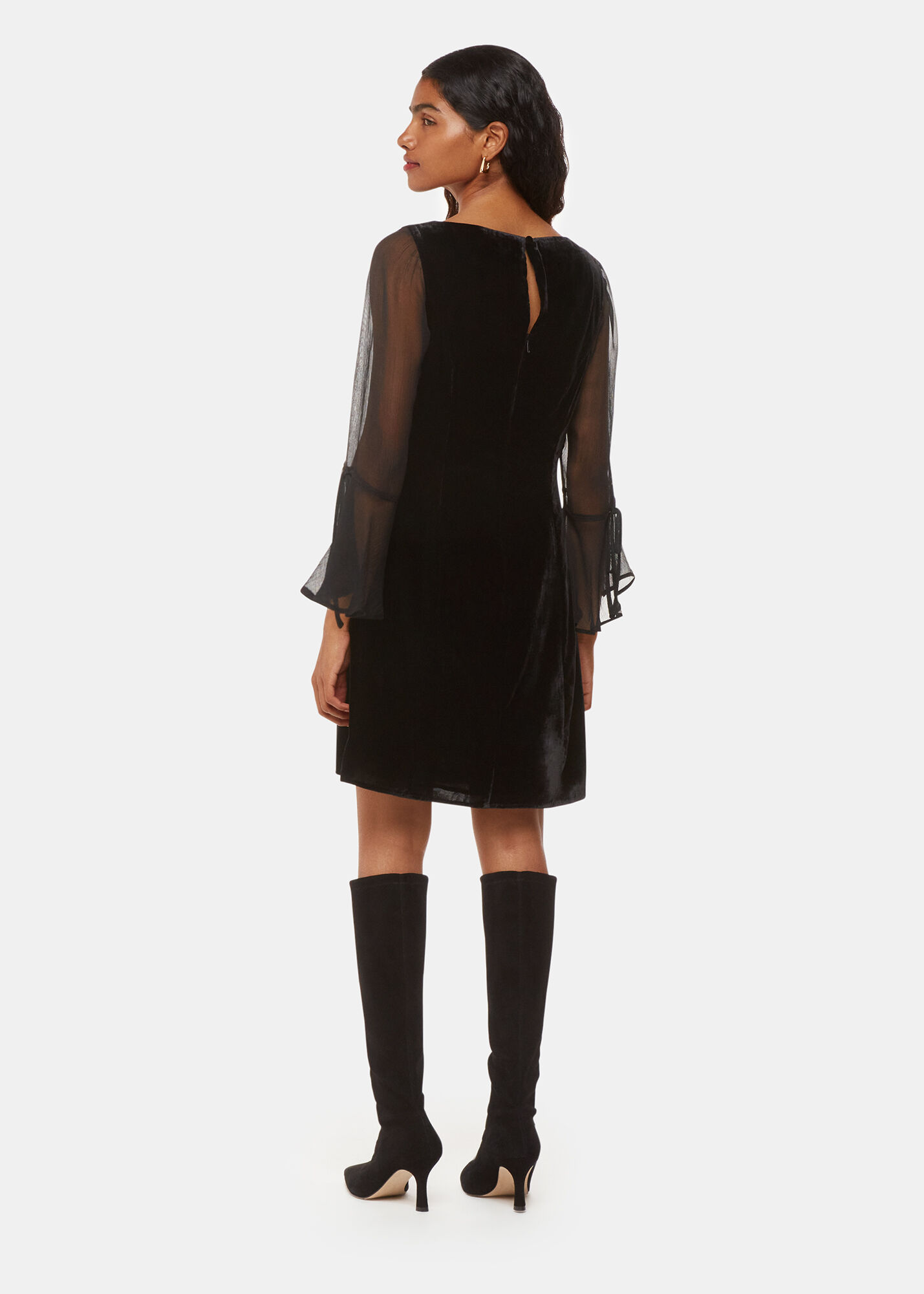 Black Myla Velvet Mini Dress | WHISTLES | Whistles UK |