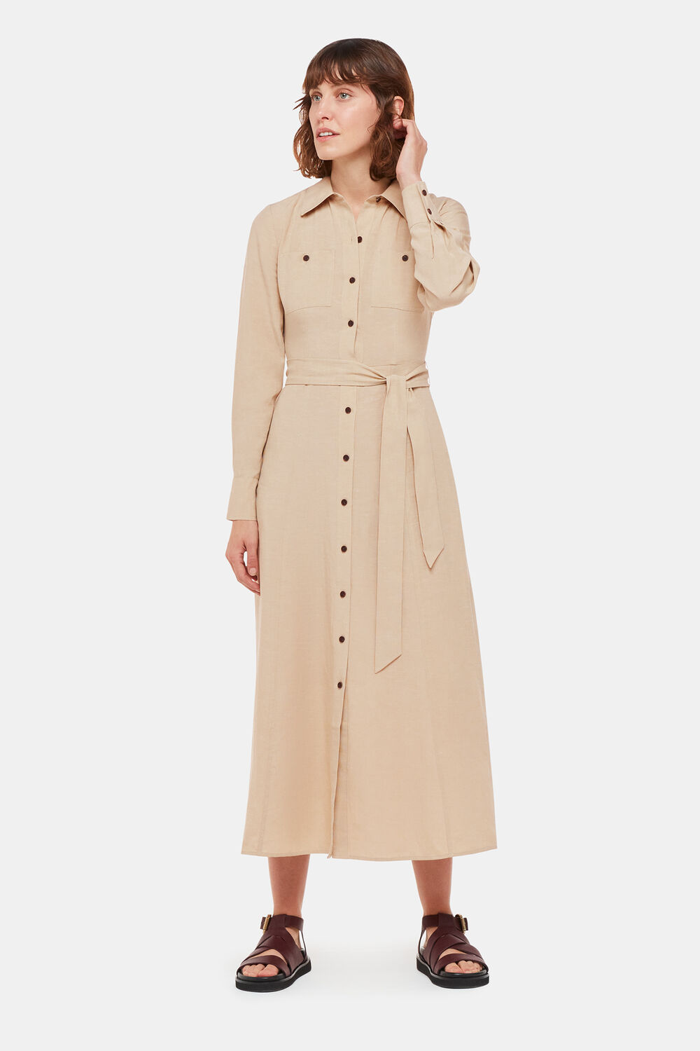 Neutral Estella Shirt Dress