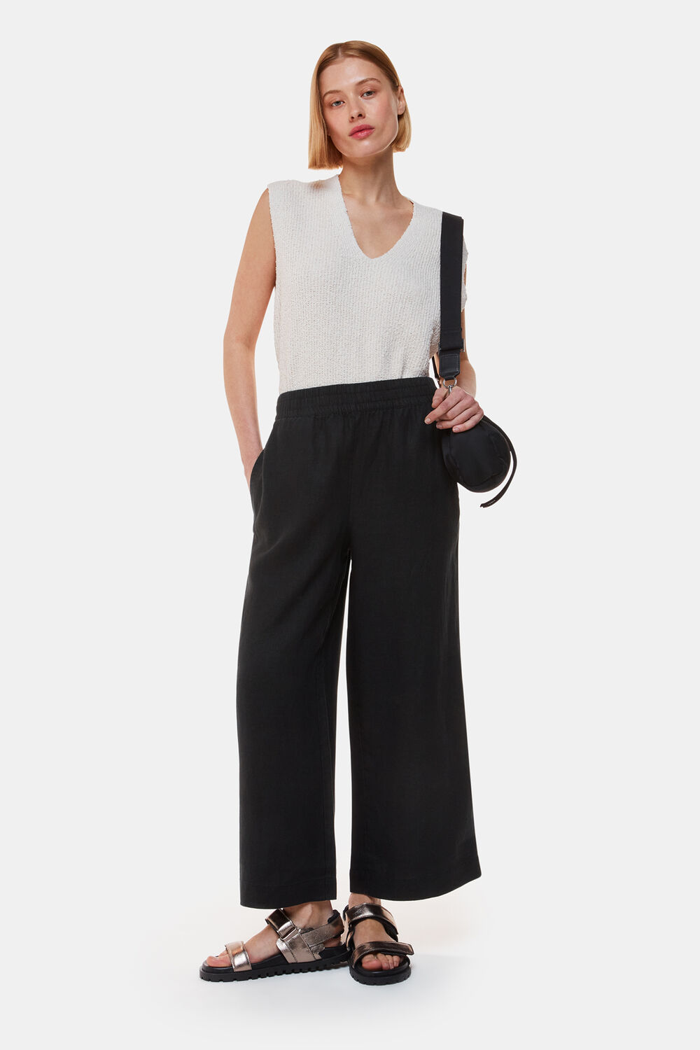 Black Linen Pocket Trouser