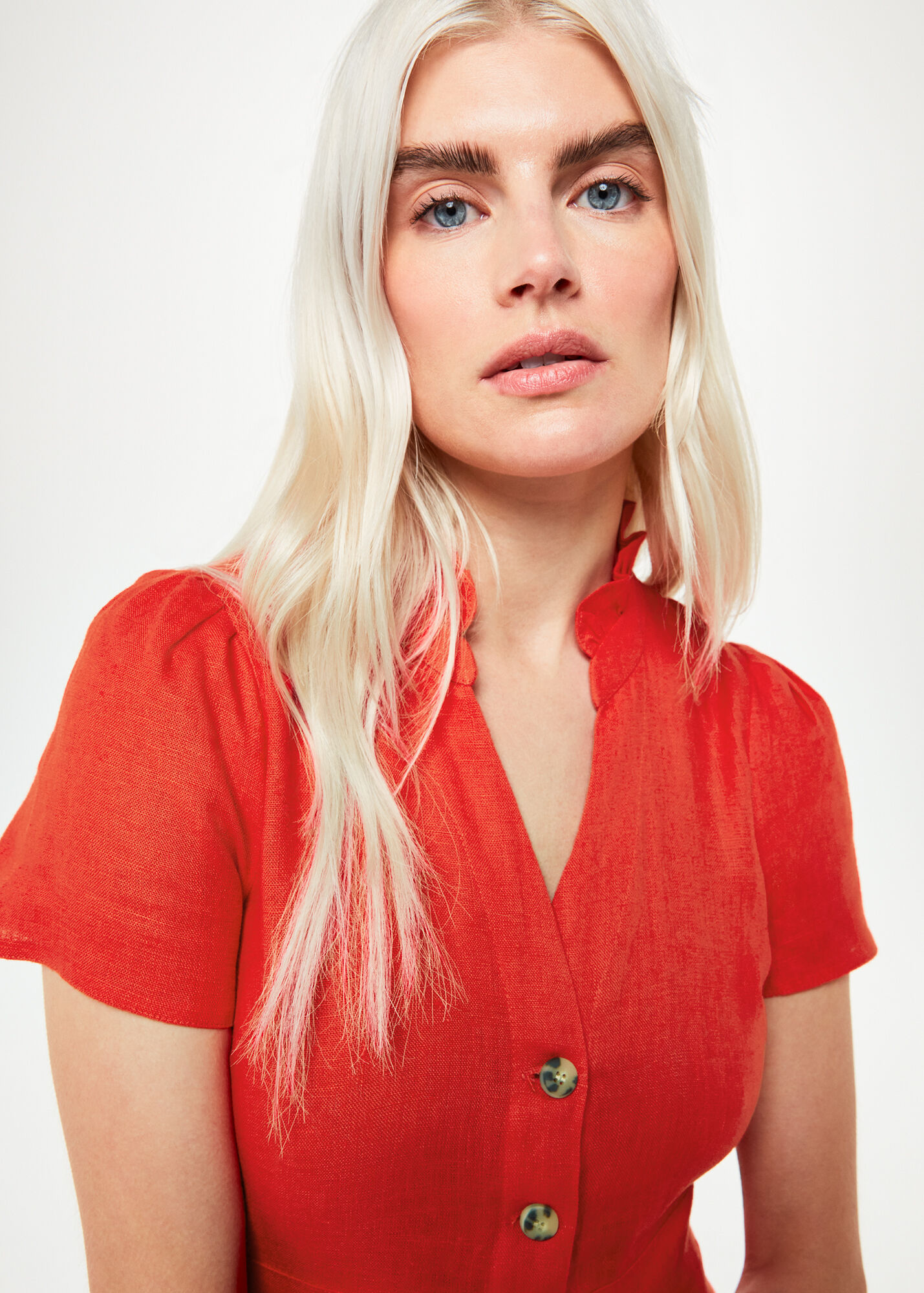 Red Emmie Linen Jumpsuit WHISTLES