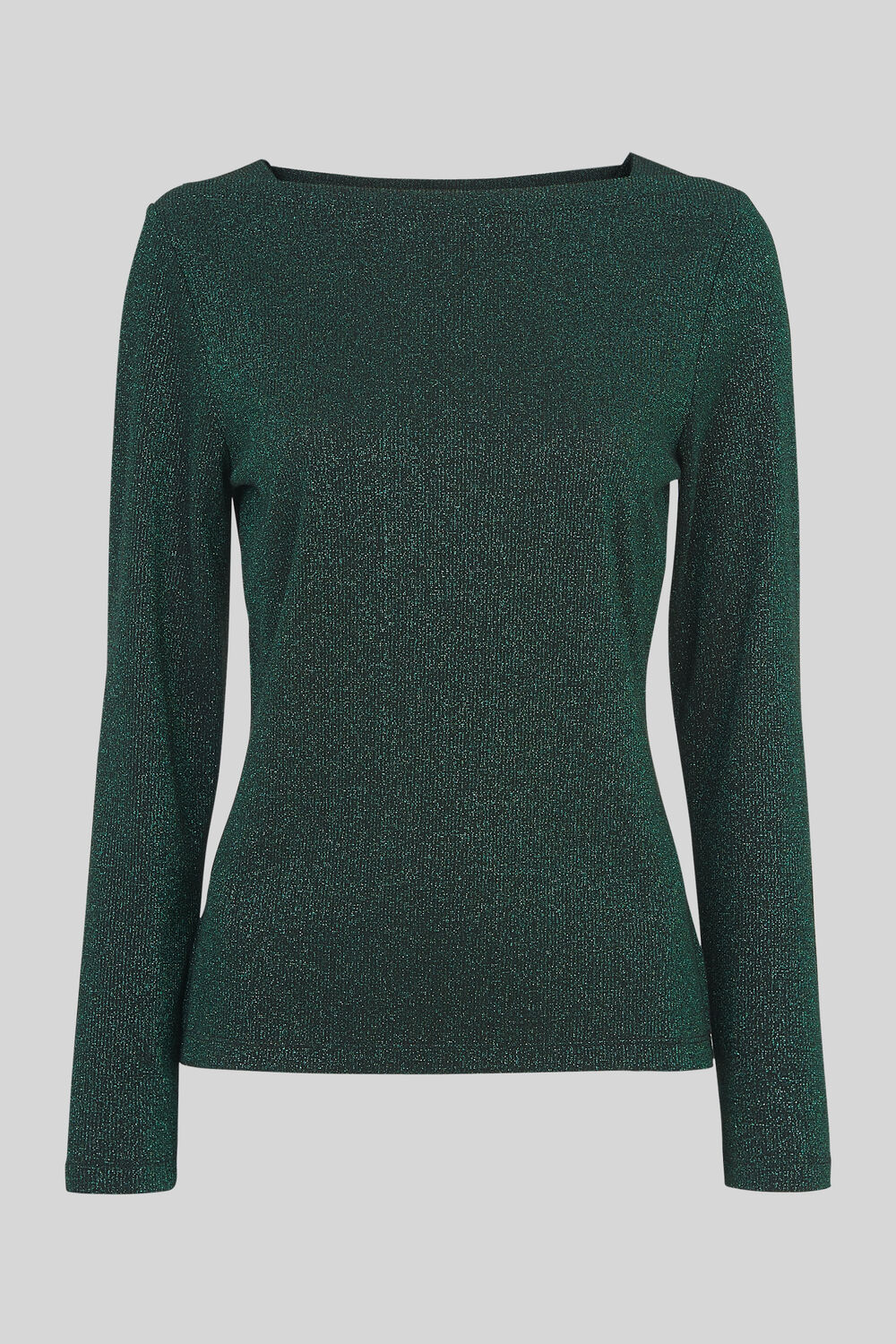 Straight Neck Sparkle Top Dark Green