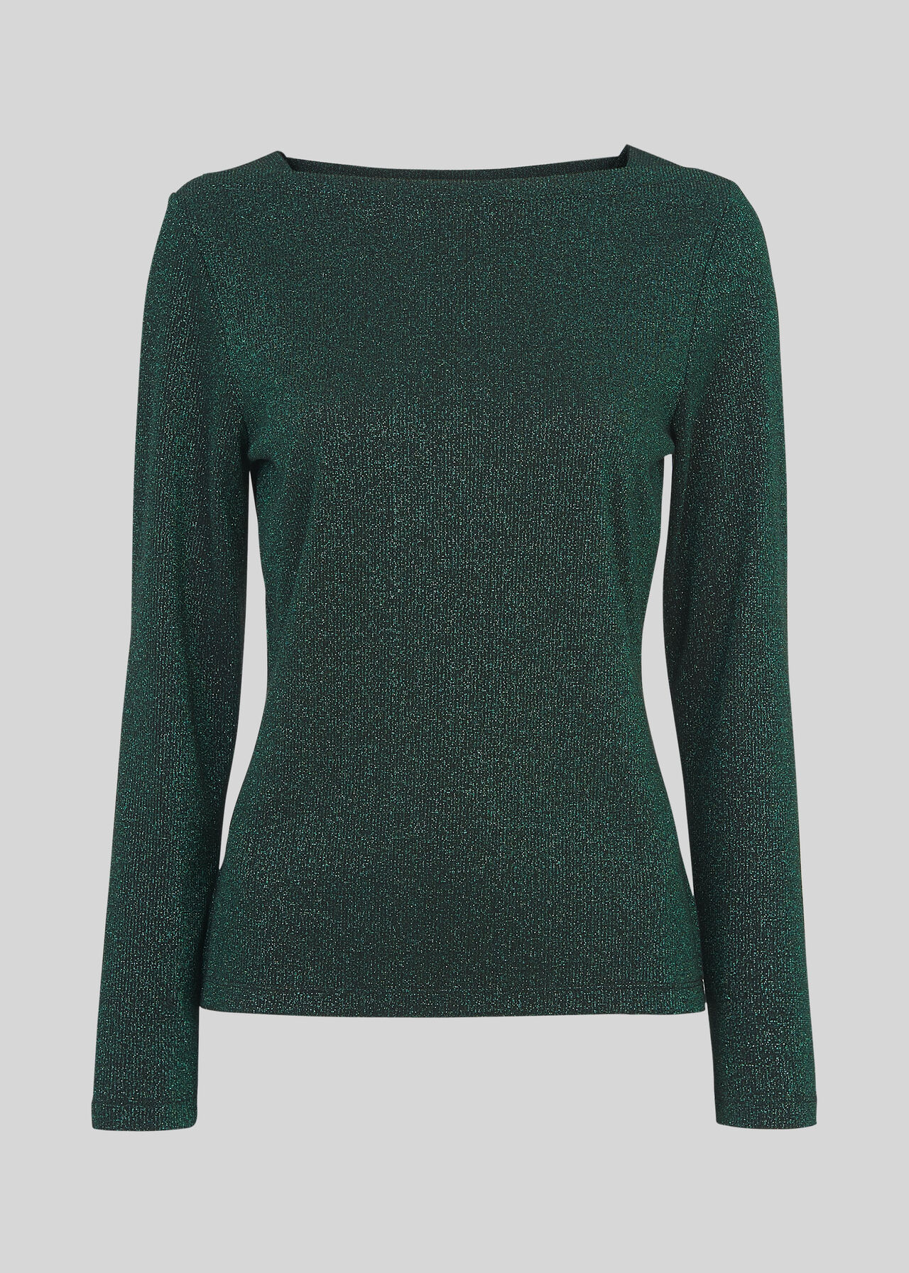 Straight Neck Sparkle Top Dark Green