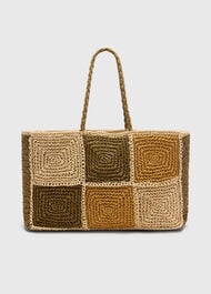 Patchwork Straw Tote Bag