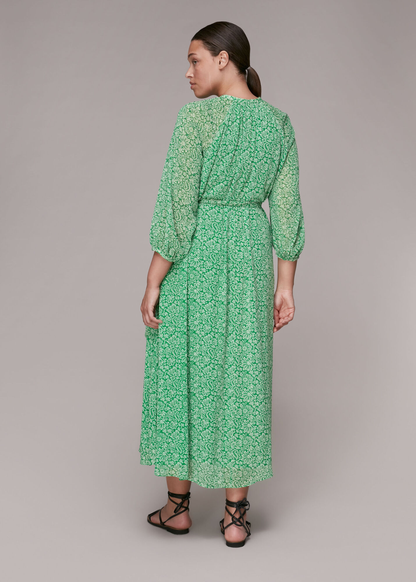 Green/Multi Indo Floral Trapeze Dress WHISTLES
