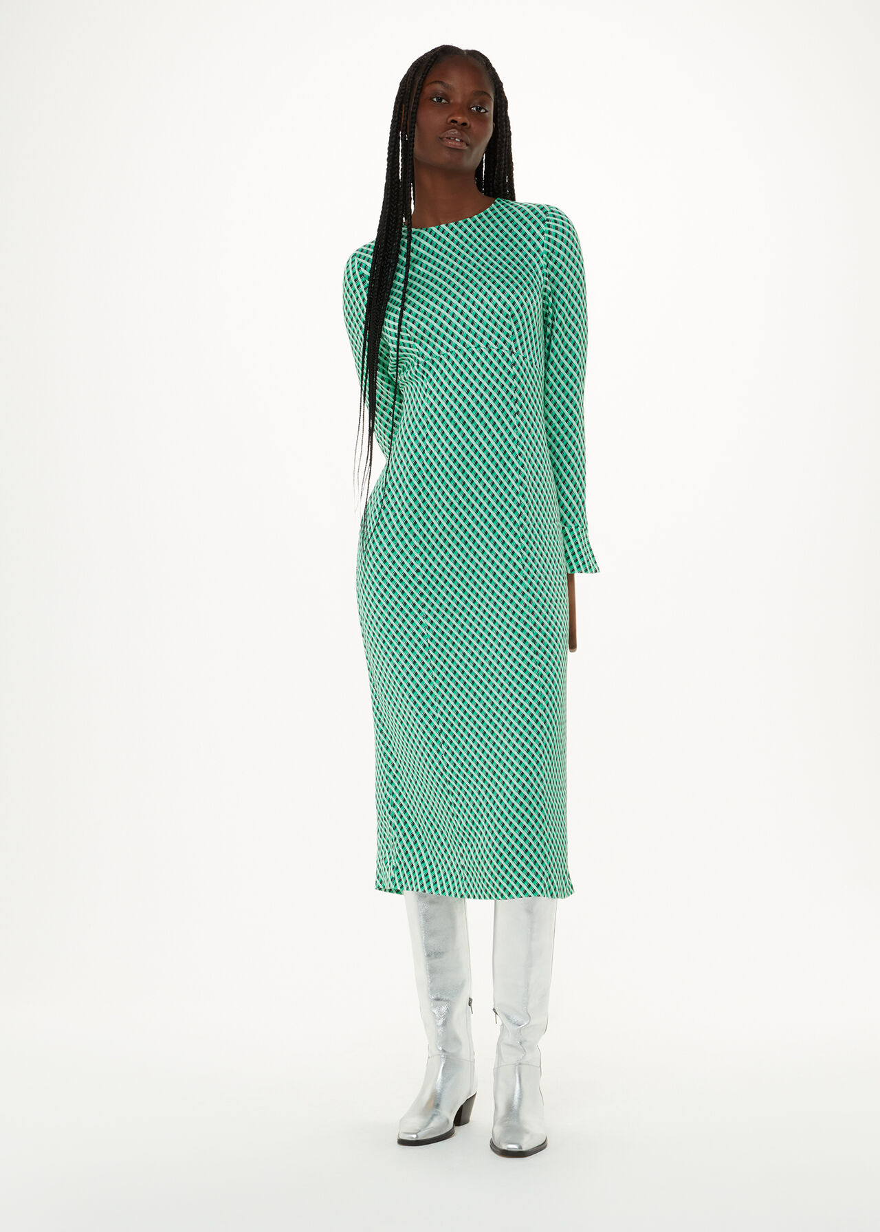 Crosshatch Print Minimal Dress