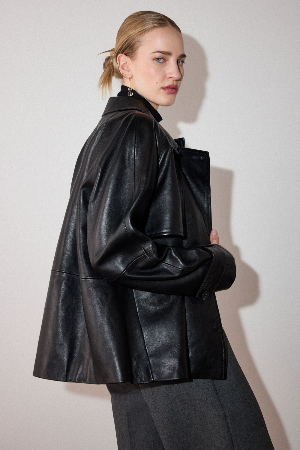 Short Leather Trench