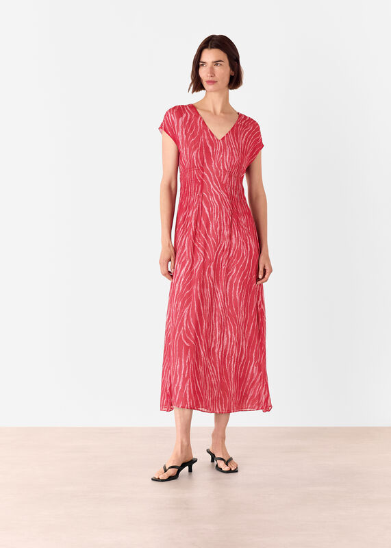 Red Zebra Texture Midi Dress