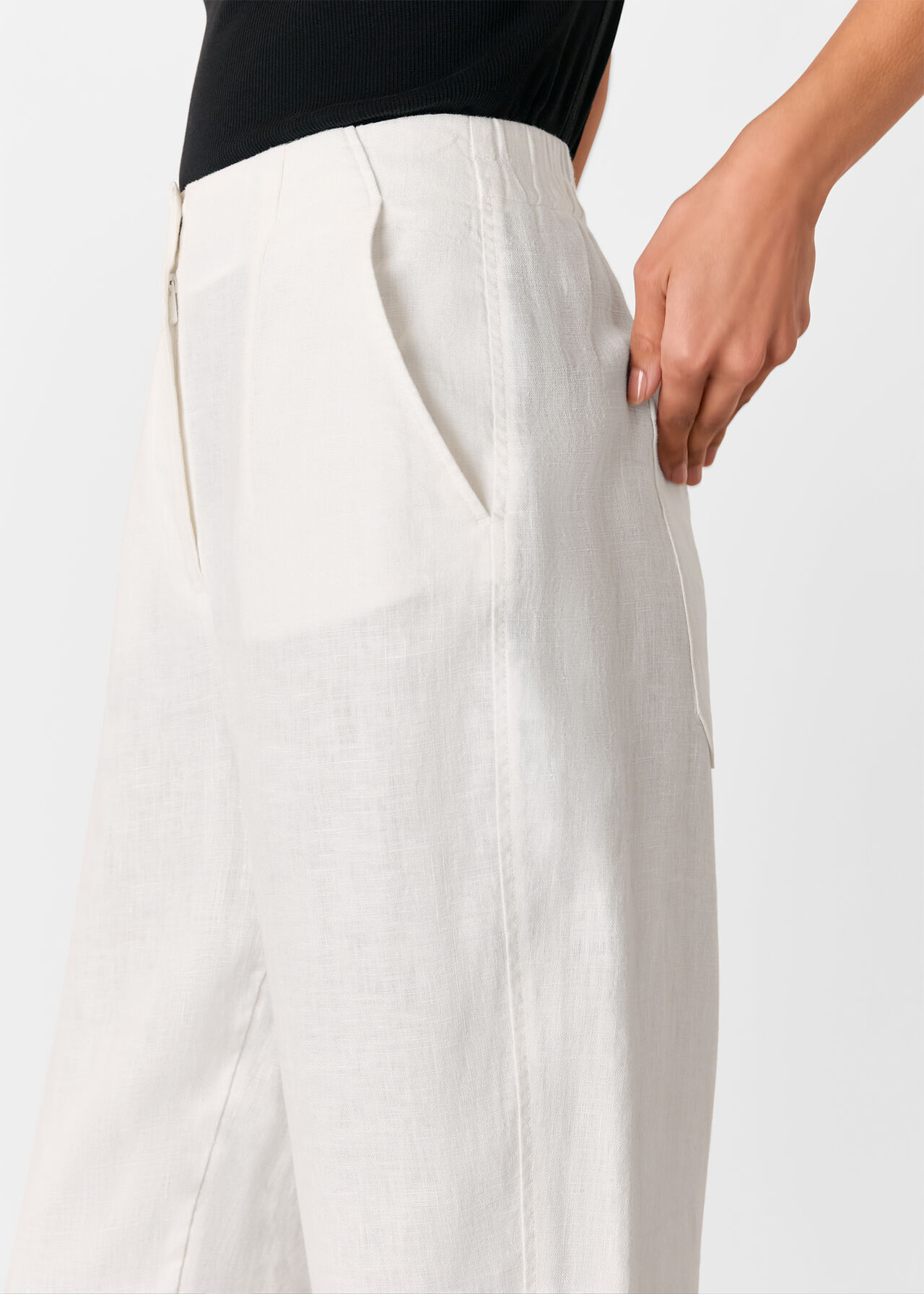 Linen Barrel Leg Trouser