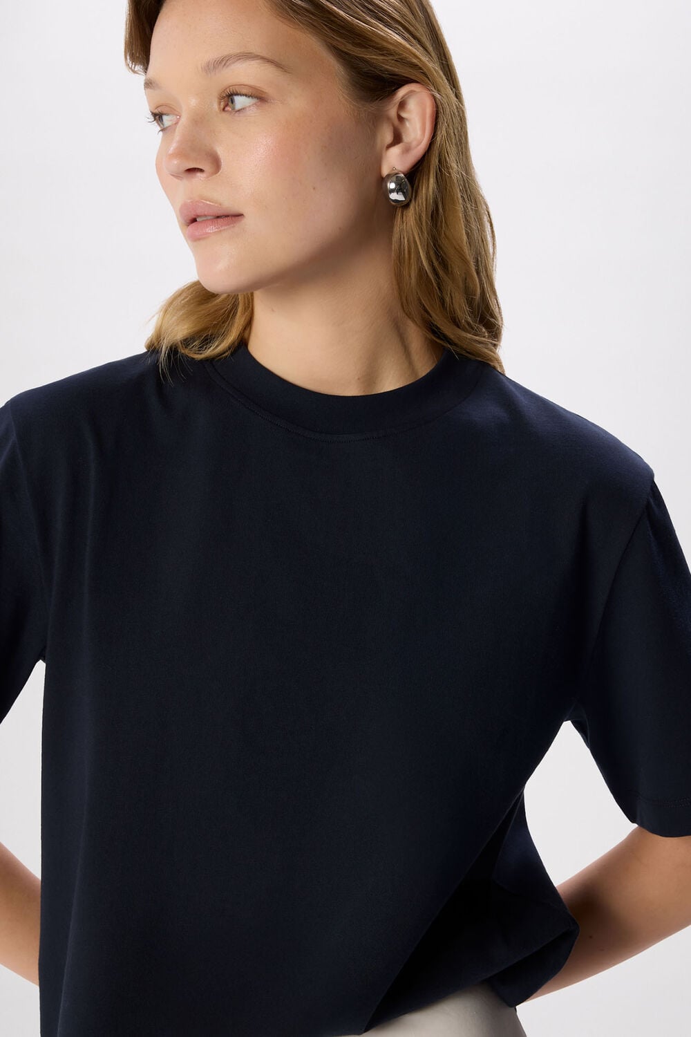 Navy Cotton Crew Neck T-Shirt