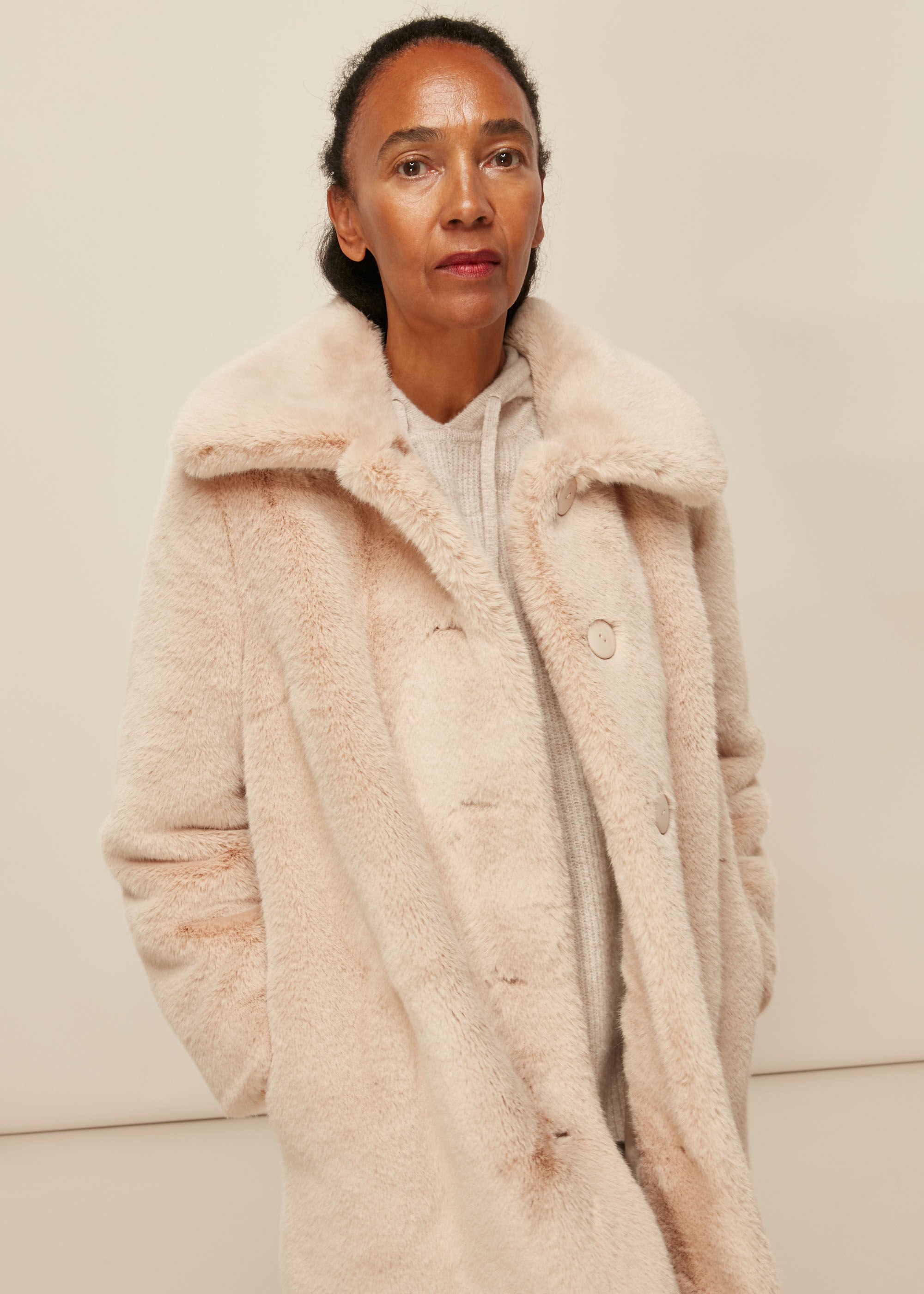 Neutral Faux Fur Coat | WHISTLES |