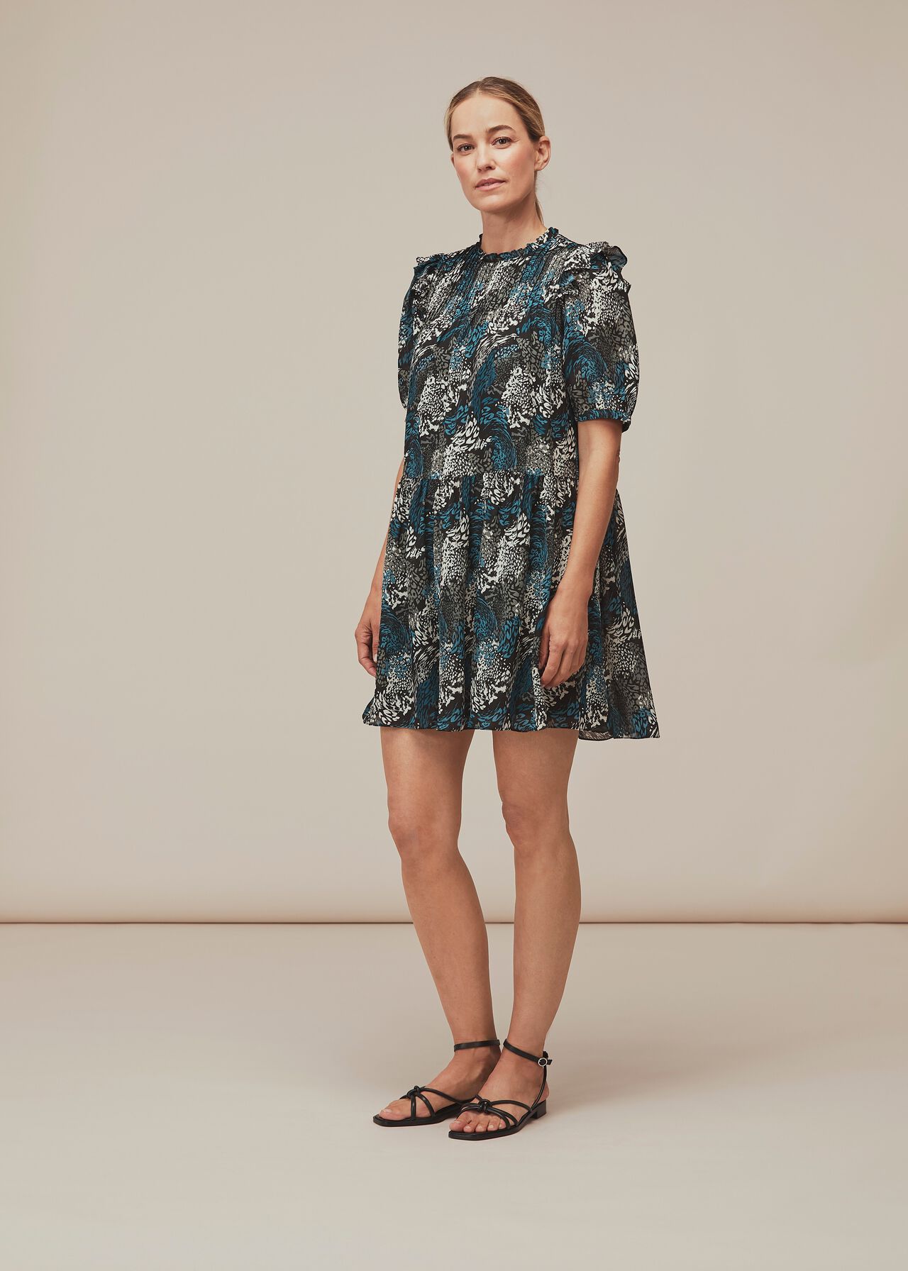 Marble Animal Print Silk Dress