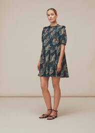 Marble Animal Print Silk Dress