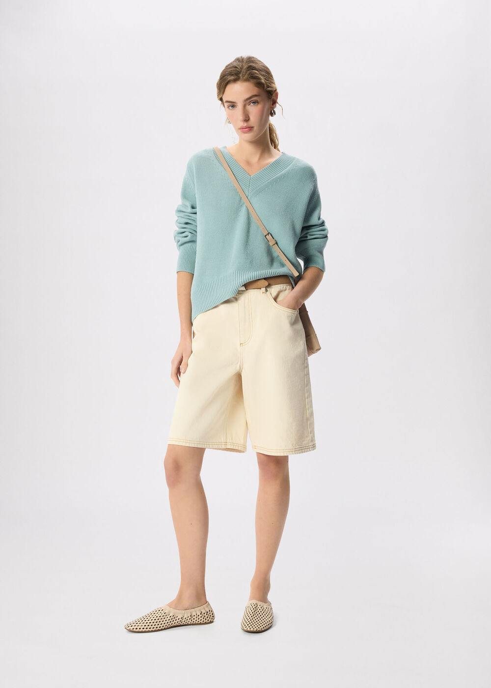 Cotton V Neck Relaxed Knit