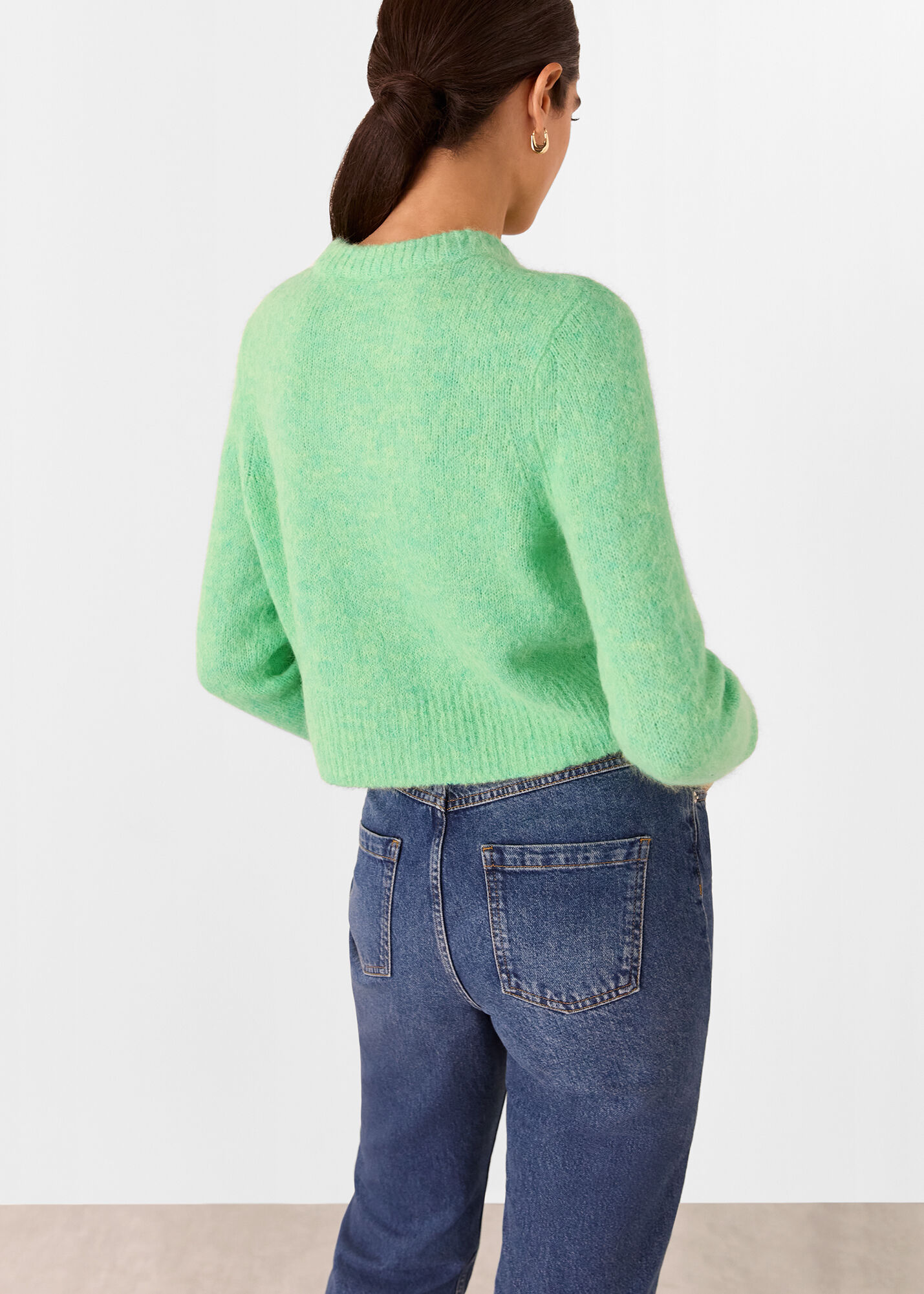 ASOS DESIGN crew neck cardigan in alpaca wool blend in navy