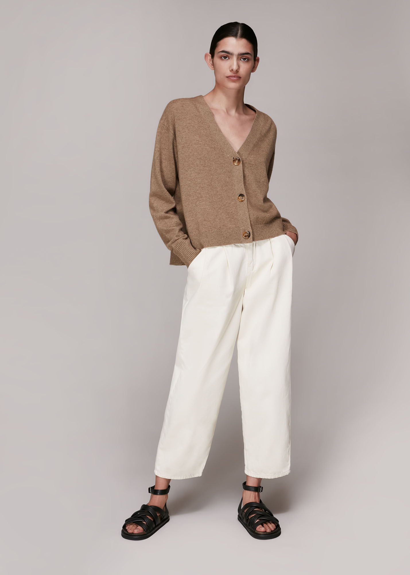 Oatmeal Cashmere Cardigan WHISTLES