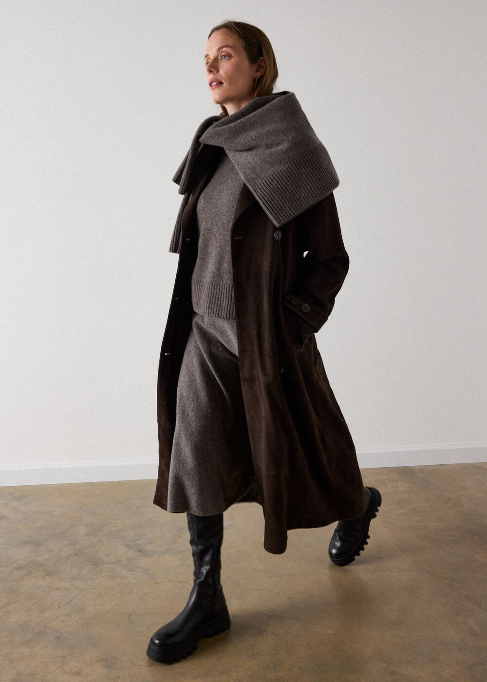 Suede Trench Coat