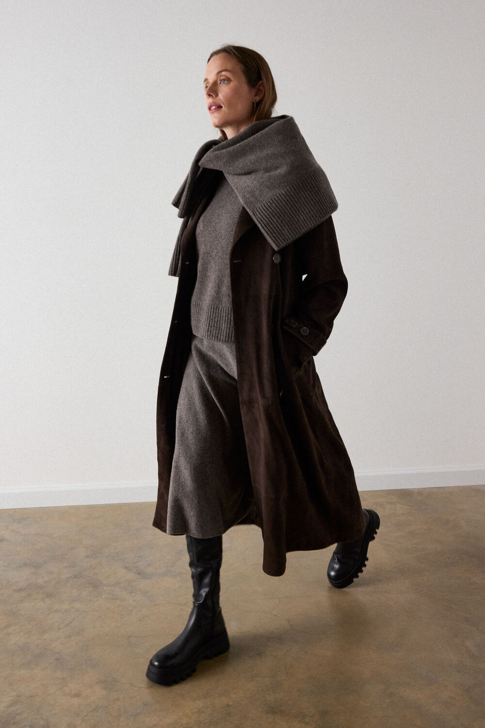 Chocolate Suede Trench Coat