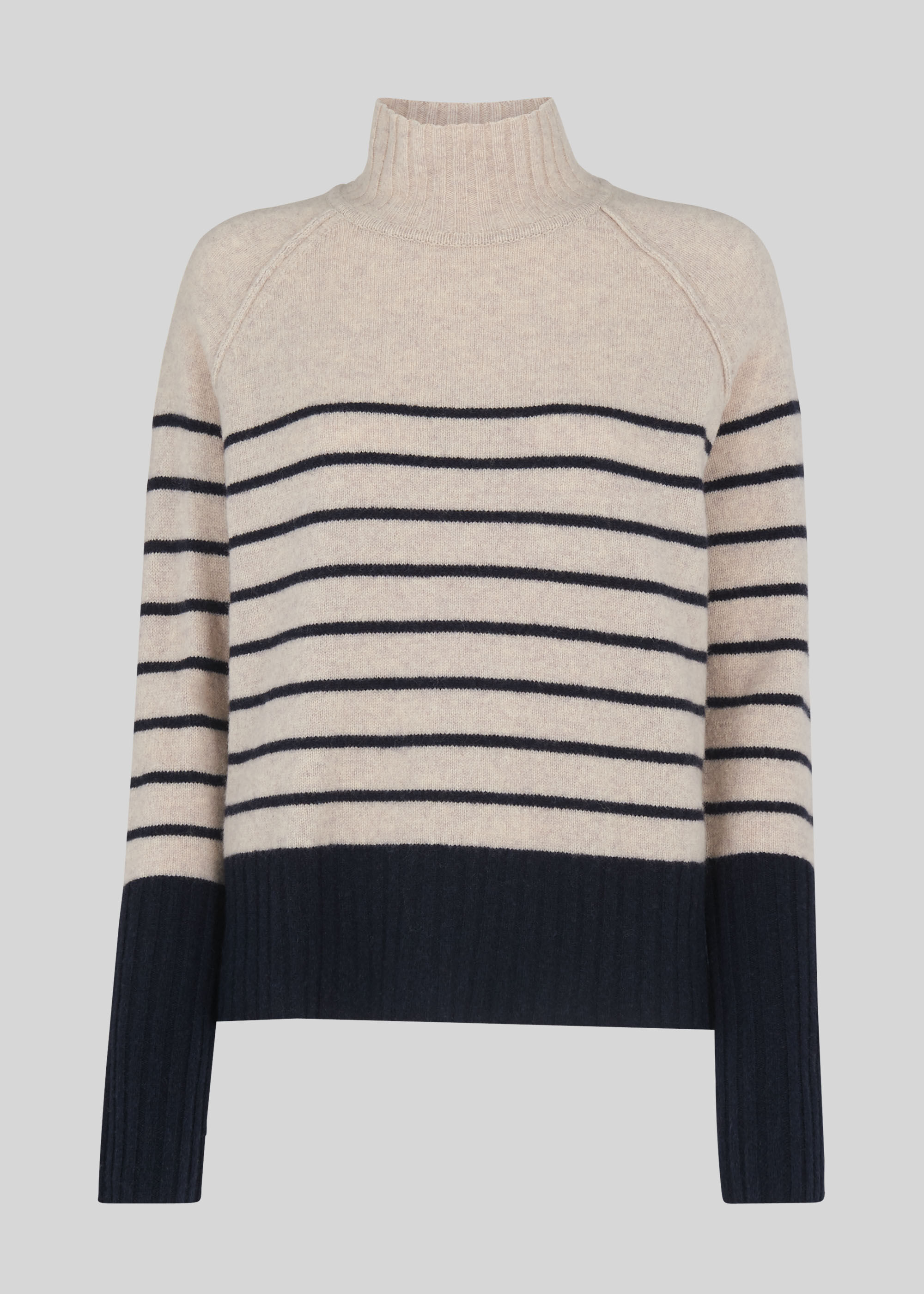 Multicolour Stripe Funnel Neck Wool 