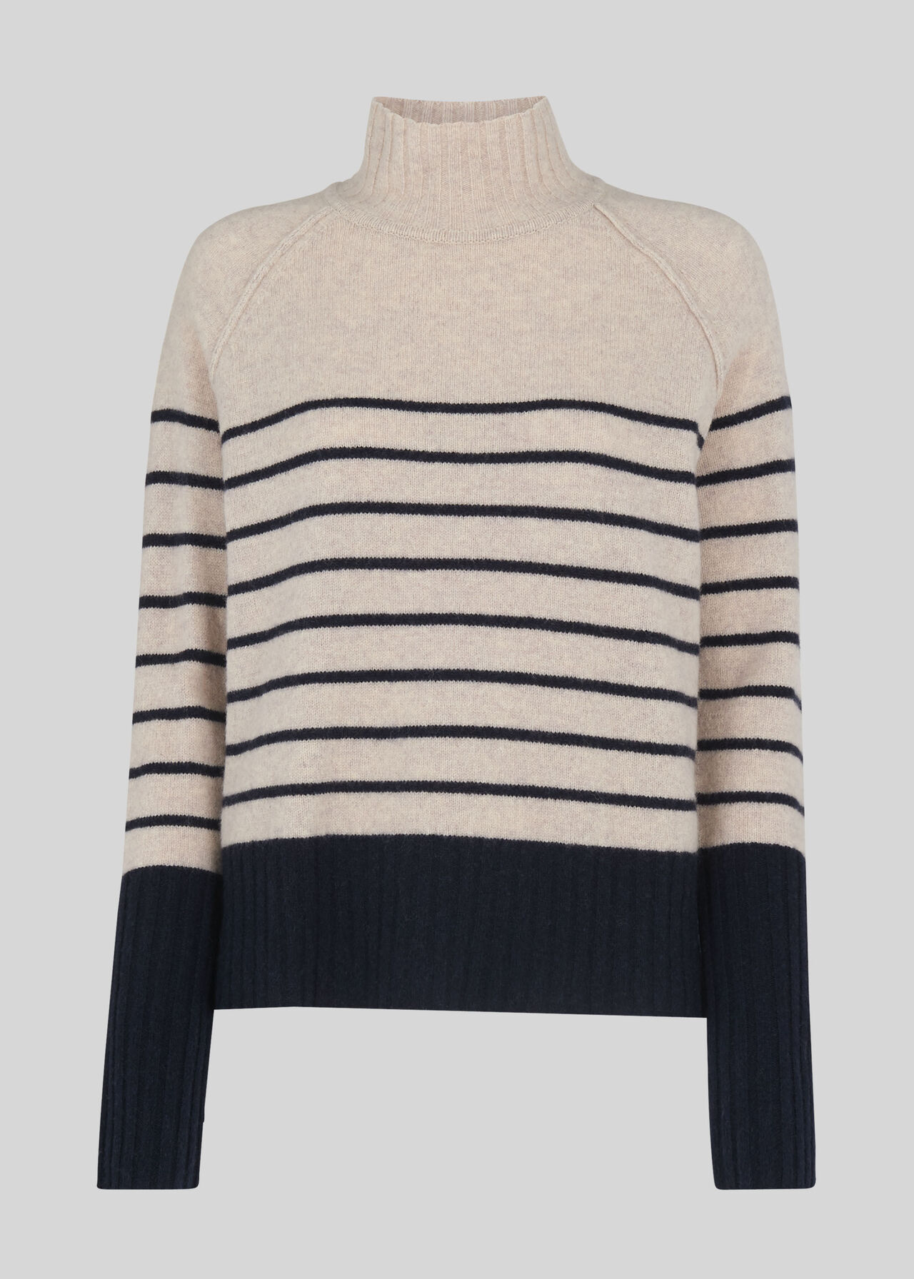 Stripe Funnel Neck Wool Knit