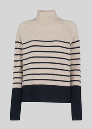 Stripe Funnel Neck Wool Knit