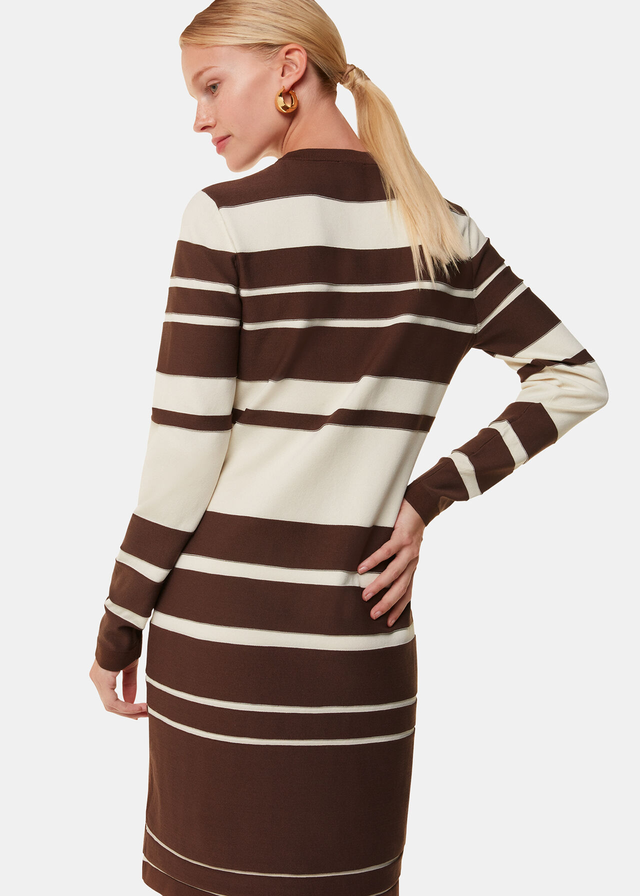 Striped Knit Dress Charcoal/White