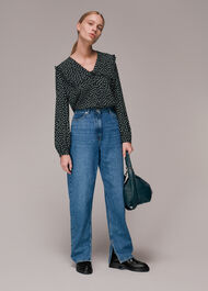 Stamp Spot Collar Top