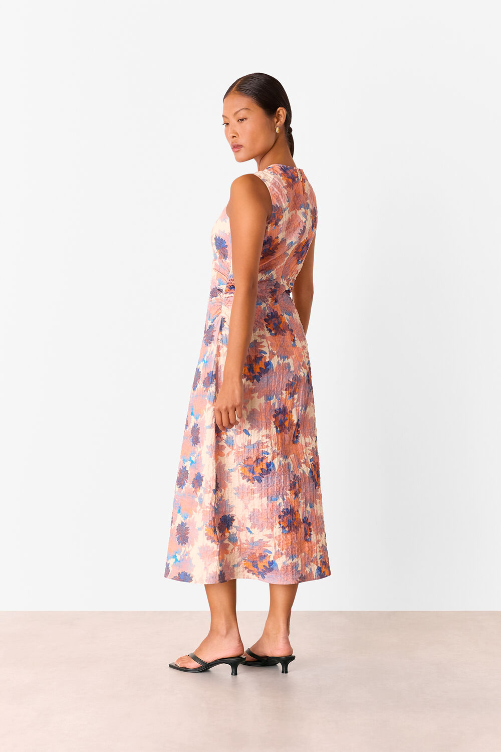Petite Floral Textured Midi Dress
