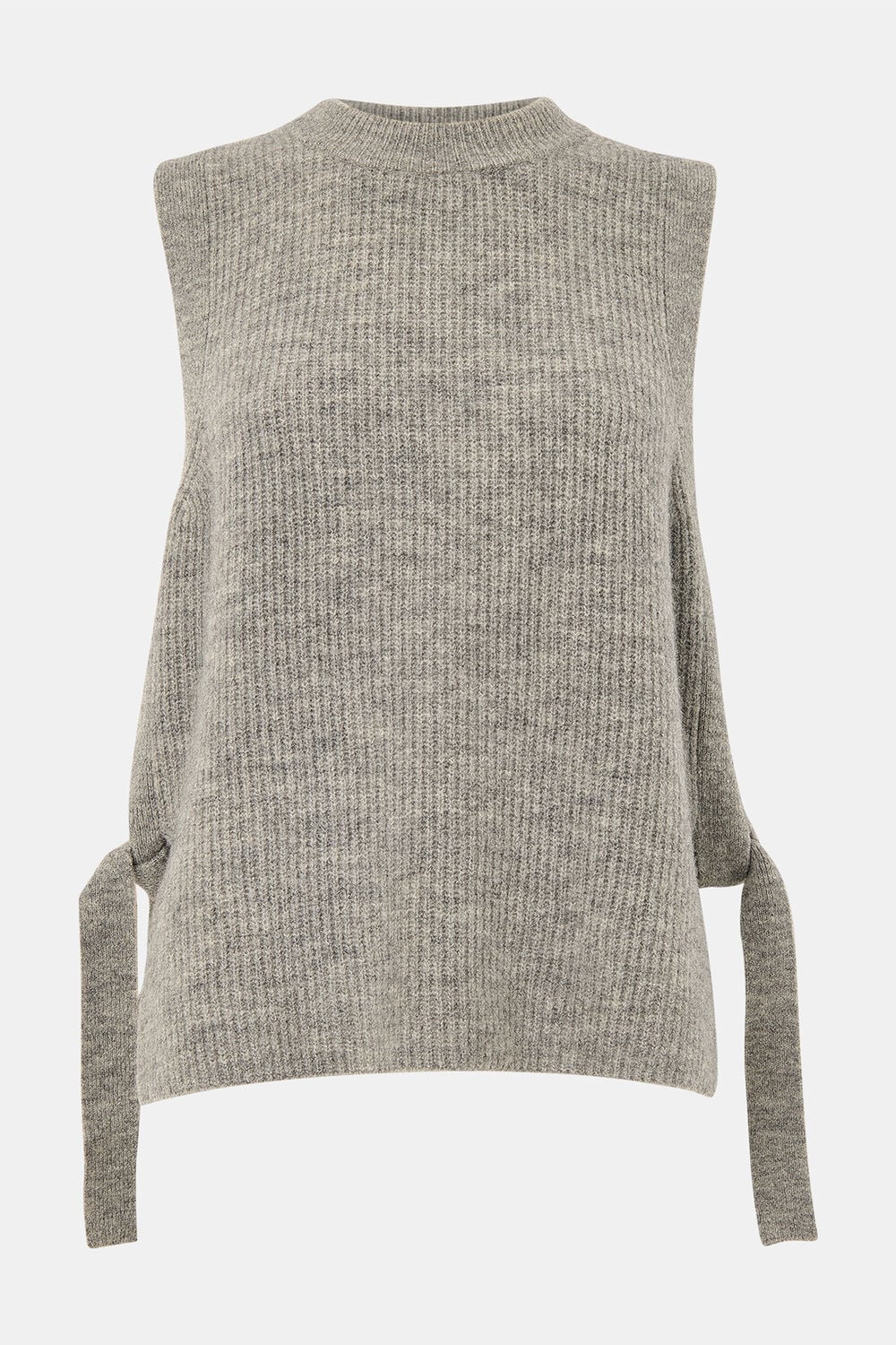 Grey Wool Mix Side Tie Detail Tank