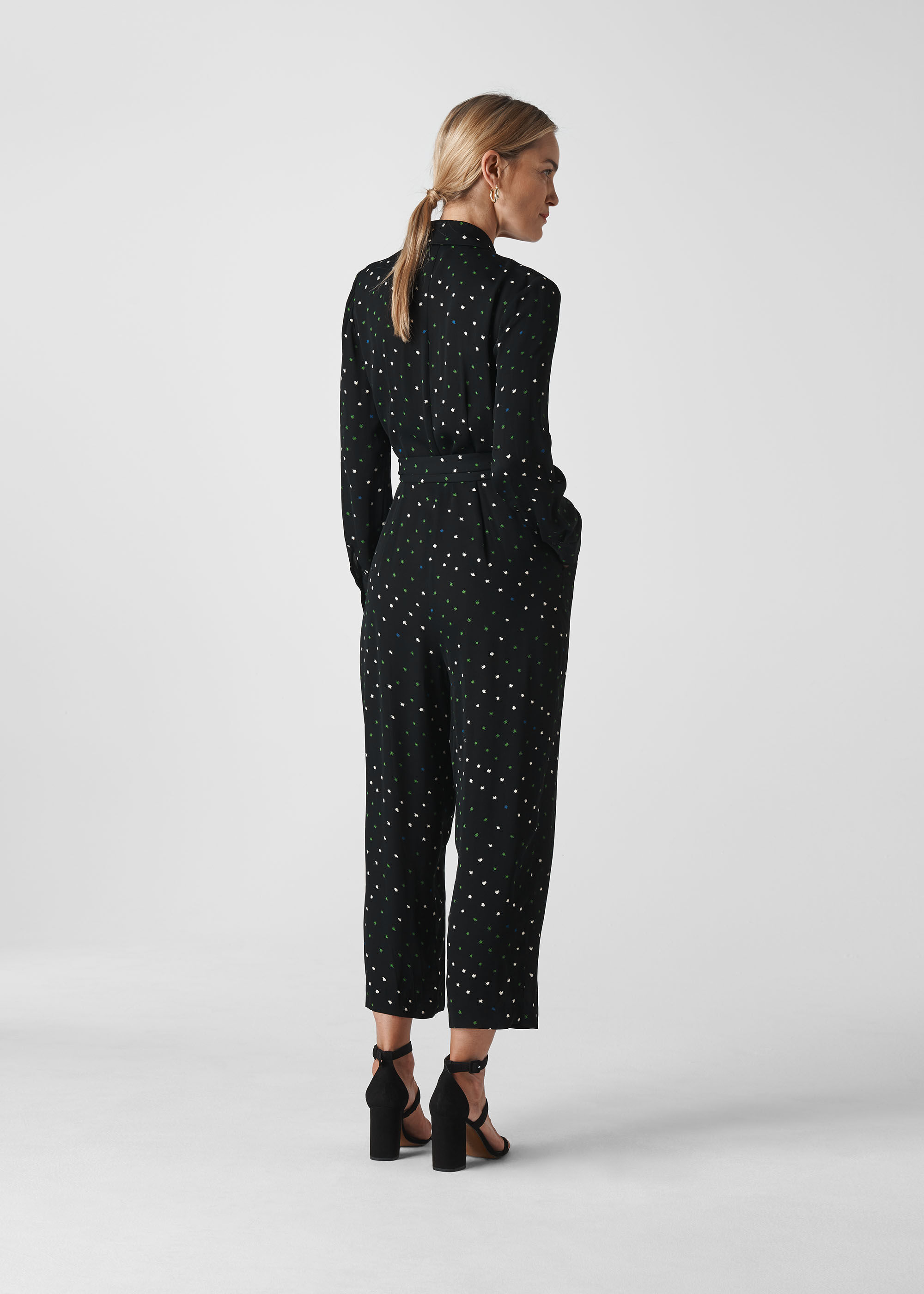 Warehouse star outlet print jumpsuit